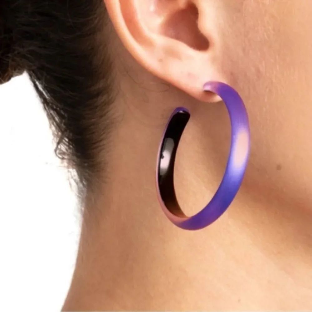 ALEXIS BITTAR • Electric Purple Violet Lucite- Hoop Earrings